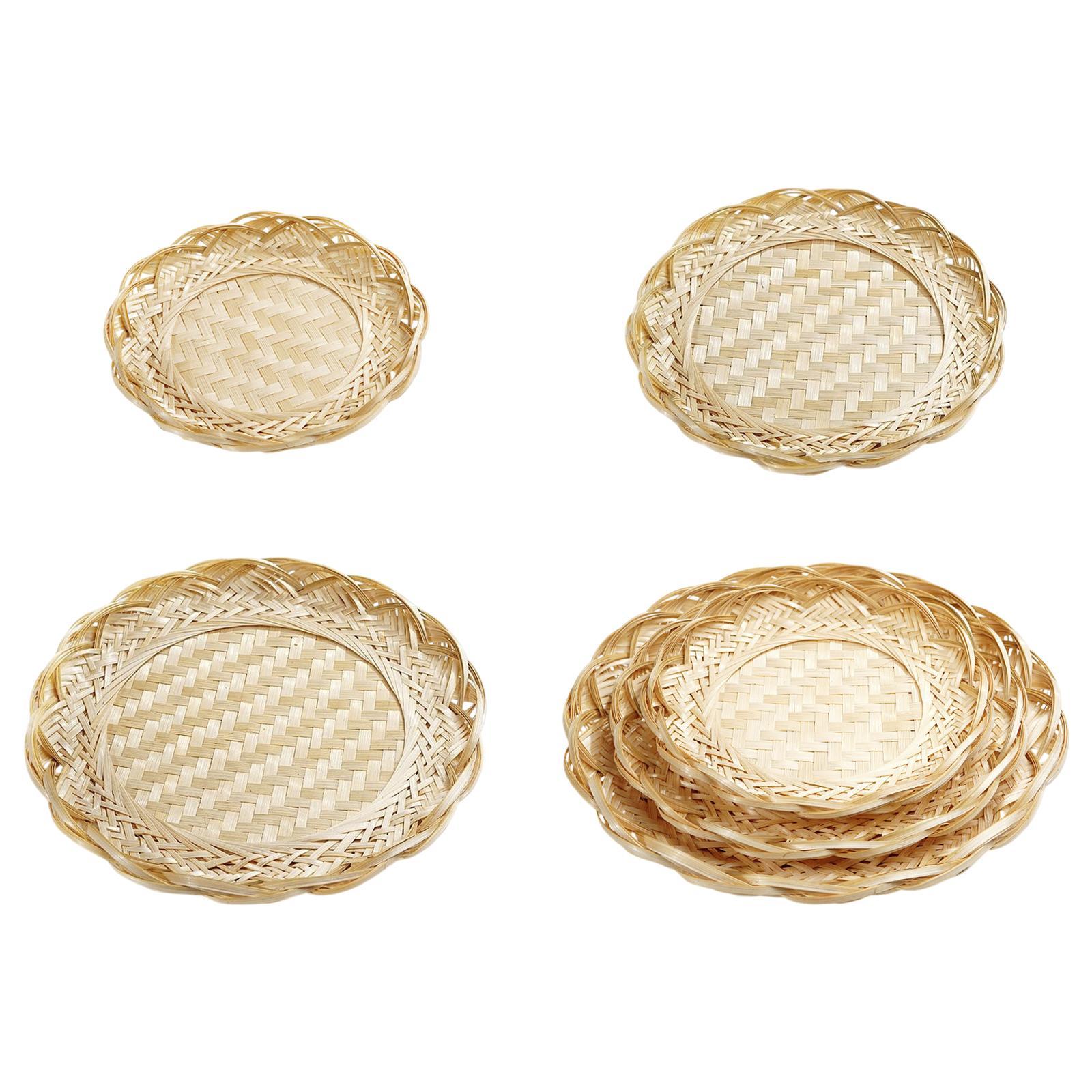 Food Platter Snacks - Vassoio in Bambù Intrecciato a Mano,