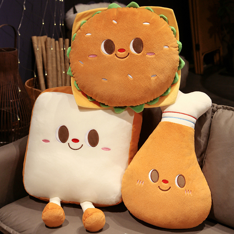 Food Z - Cartone animato peluche Hamburger giocattolo sorriso