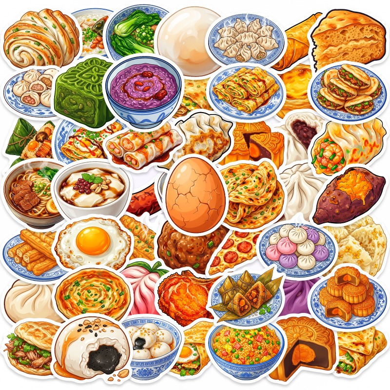 Food Good Snacks - 50 adesivi per diario alimentare cinese,