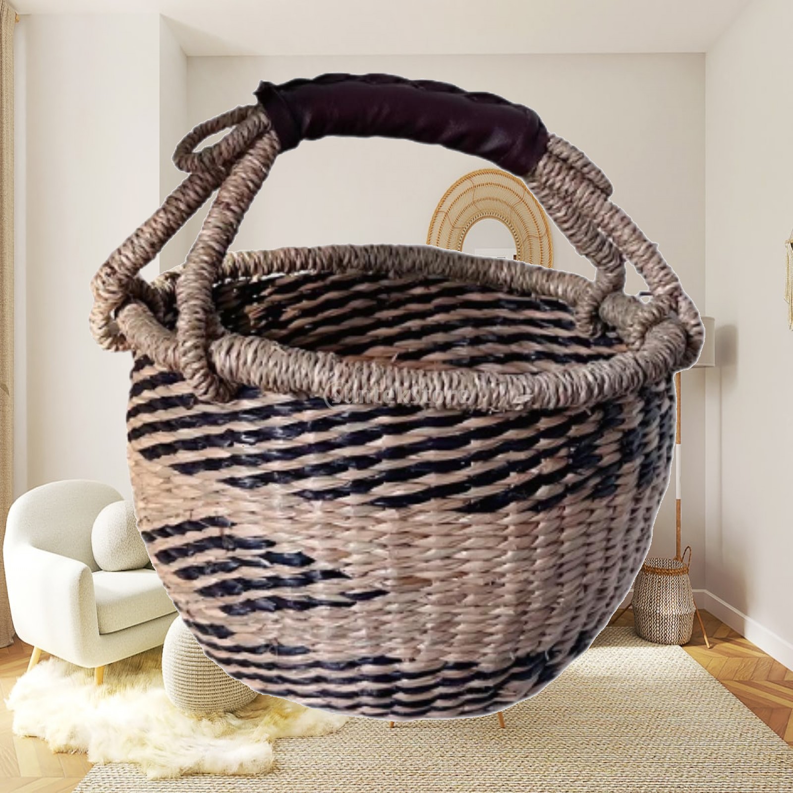 Food Drink Snacks - Cesto da picnic intrecciato a mano,