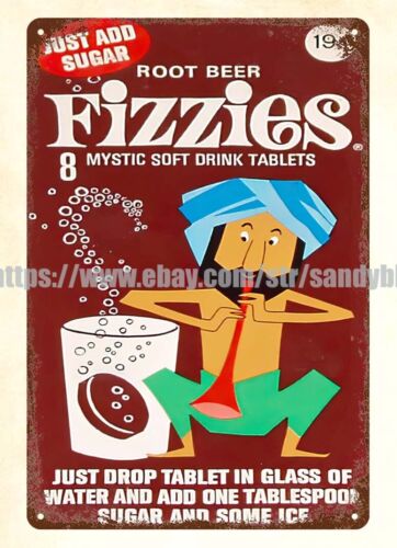 Food Drink Snacks - Targa in metallo Fizzies anni '60,