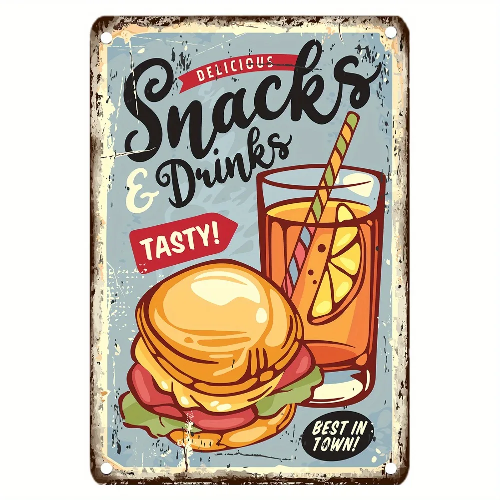 Targa in metallo per alimenti  - Food Drink Snacks recensione e prezzo